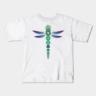 Mandala Dragonfly | Citrine Emerald Sapphire Yellow Green Blue (White) Kids T-Shirt